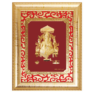 装饰和收藏精细做工24k金箔3d印度神图片带框架 - Product Image 1