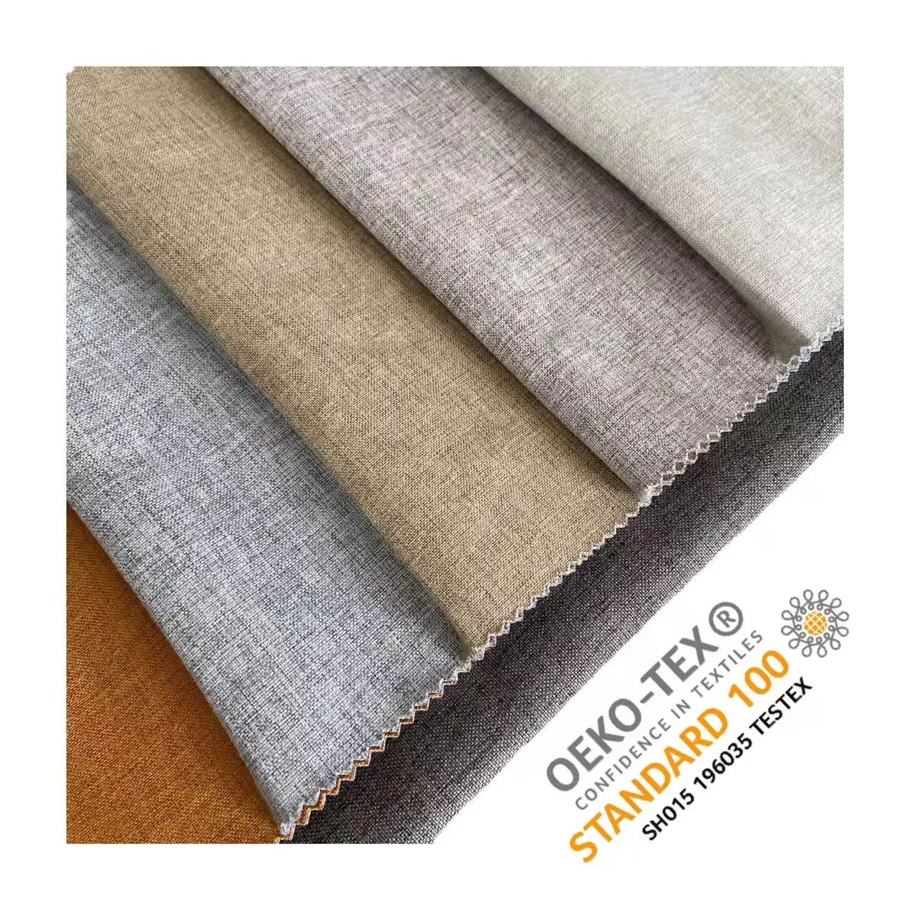 Manufacturers of high quality of curtain fabrics double sides textured linen 100%blackout curtain fabric