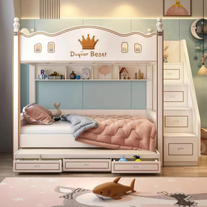 เตียงสองชั้นอเนกประสงค์ทันสมัยพร้อมสไลเดอร์หมุนสำหรับห้องนอนเด็ก - Product Image 4