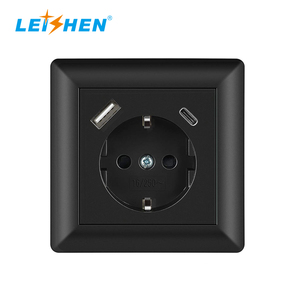 工厂批发价定制欧盟德国标准Schuko 250V 16A壁式插座USB A USB C型5V 3.4A快速充电