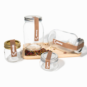 Hot bán 5 oz 8 oz 12 oz 16 oz 25 oz 33 oz vuông rõ ràng cấp thực phẩm lưu trữ container thủy tinh <span class=keywords><strong>Mason</strong></span> Jar với nắp kim loại - Product Image 4