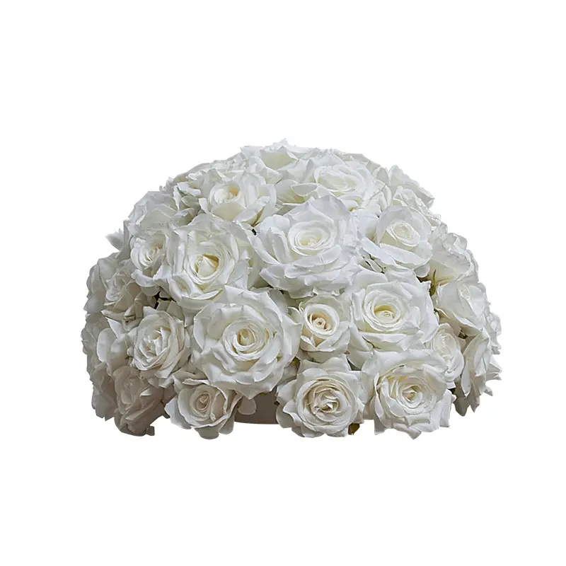 Mesa de boda de seda Arreglo de rosas artificiales Centro de mesa floral hecho a mano Flor Servicio OEM Caja de regalo de Año Nuevo Oro