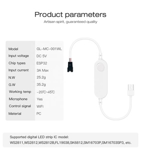 DIY освещение светодиодный диммер переключатель с ESP32 мини-WLED контроллер и порт постоянного тока - Product Image 2