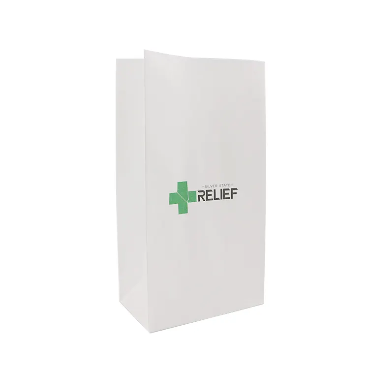 حقائب ورقية لحمل حبوب منع الحمل في المستشفيات ذات تصميم خاص أبيض للصيدلية