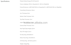 IFlight Nazgul Evoque F6V2フレームキット用F6XスカッシュXUAVコンポーネント255mmホイールベース196x164x36mm寸法FPVUAVパーツ