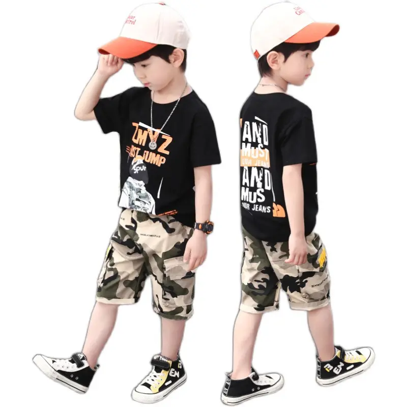 Летняя дешевая одежда для маленьких мальчиков Топ + шорты От 5 до 9 лет модная детская одежда детские комплекты из 2 предметов