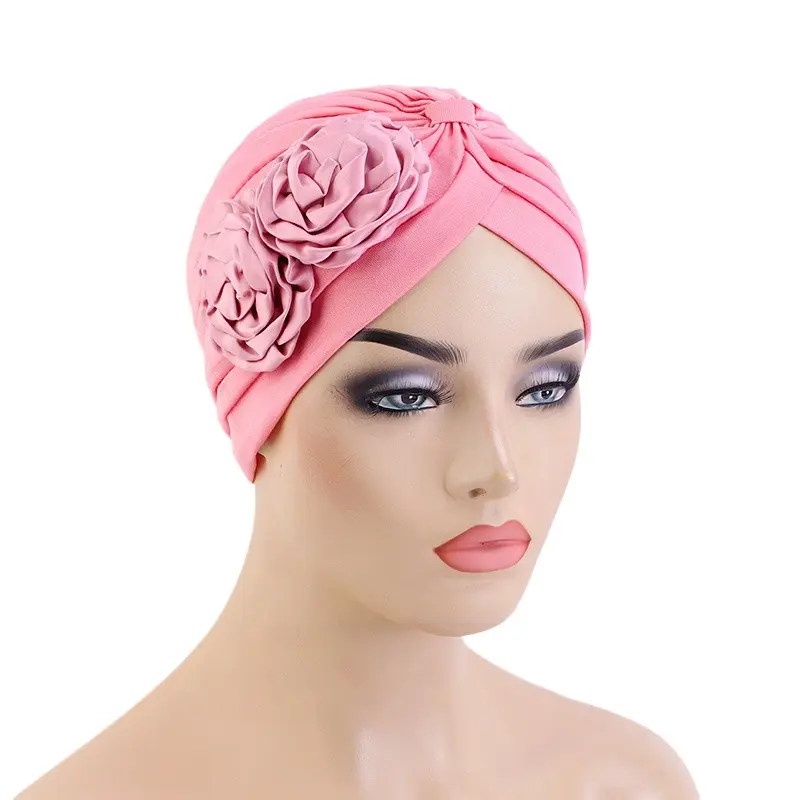 Vente en gros Nouveau Turban à fleurs 3D pour femmes Chapeau de fête Bonnet pour femmes