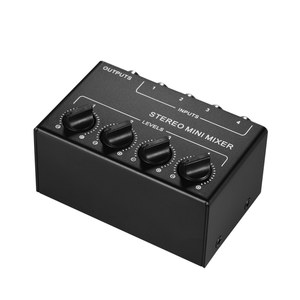 Mini mezclador de audio estéreo de fábrica con entradas RCA de 4 canales Controles de volumen separados Carcasa de metal completo - Product Image 4