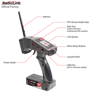 Radiolink RC6GS V3 7 Channels Pistol Transmitter and <strong>Receiver</strong> R7FG 2.4Ghz Radio Controller for Remote Control <strong>RC</strong> Car/Bait Boat