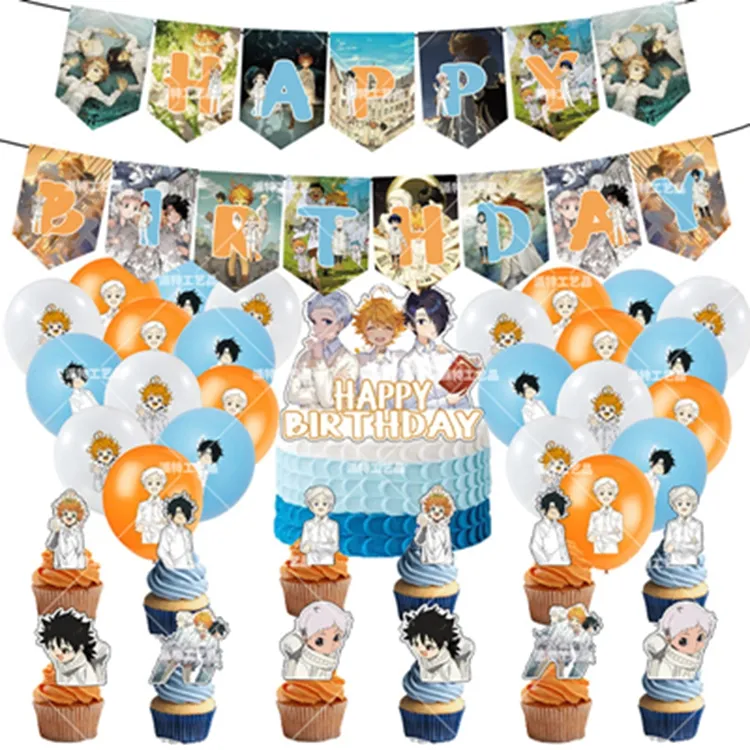The Promised Neverland Party Supplies Sets for Party Decorations Banner Balloons Cupcake Toppers Anime Party Decorations X4245