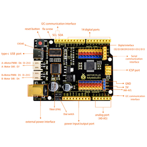 Schede di sviluppo Keyestudio CH340 Motor PLUS per scheda di sviluppo Arduino IDE - Product Image 6