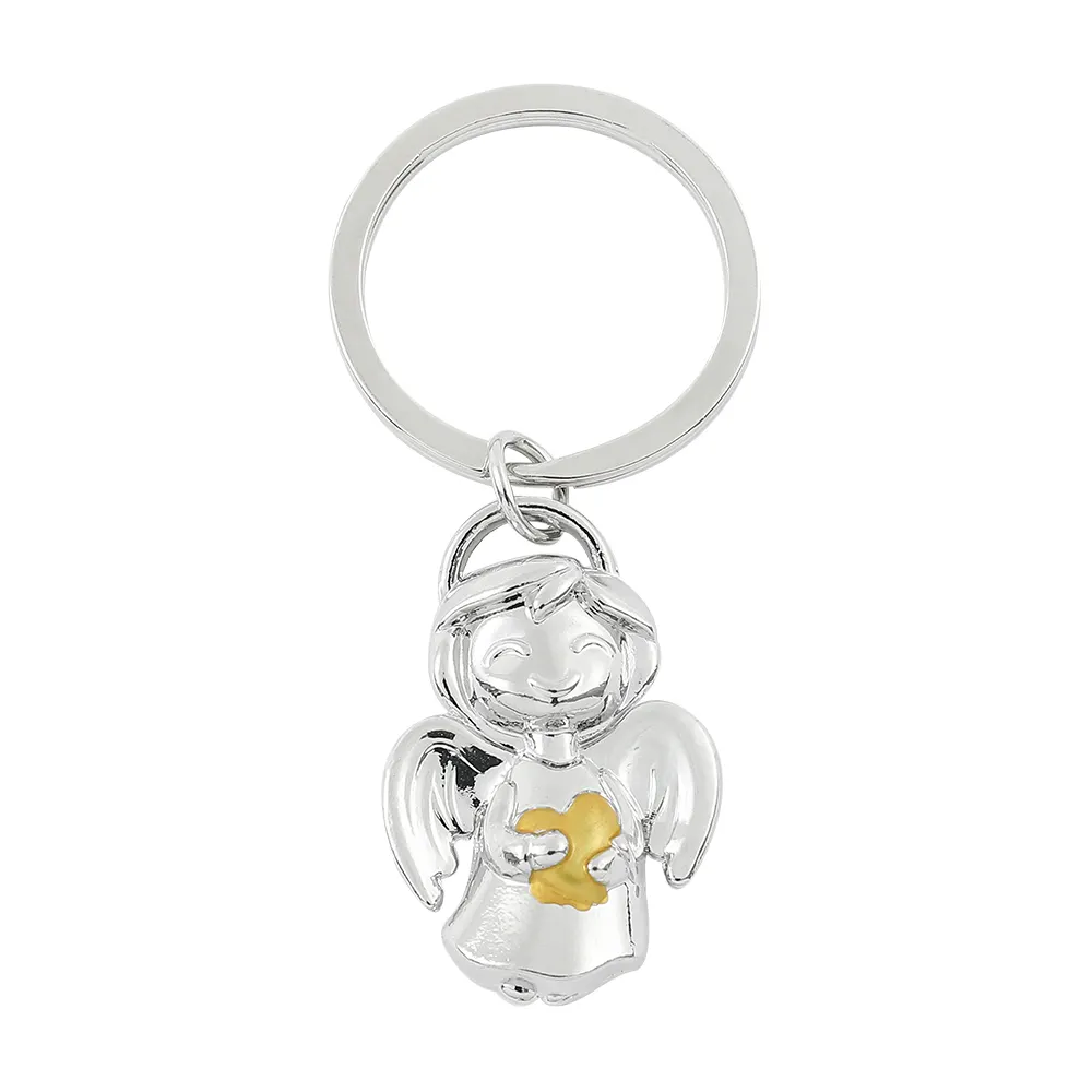Vente en gros personnalisé 3D Smiley Angel porte-clés métal souvenirs cadeaux pendentif breloque de sac