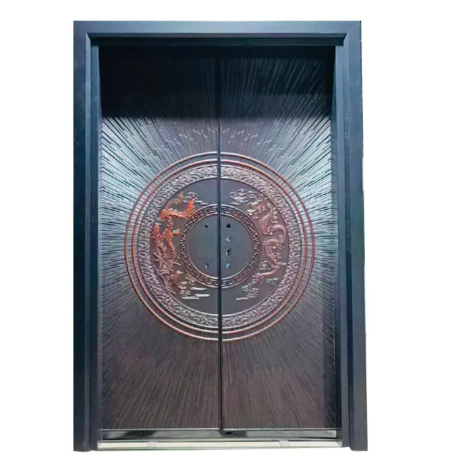 Luxo design aço inoxidável entrada porta exterior segurança frente pivô porta moderna entrada alumínio preto pivô porta