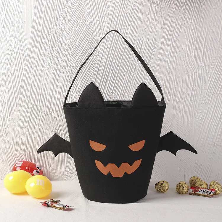 En gros Noir Chauve-Souris Halloween Fourre-Tout Personnalisé Fête Sacs Seaux D'halloween