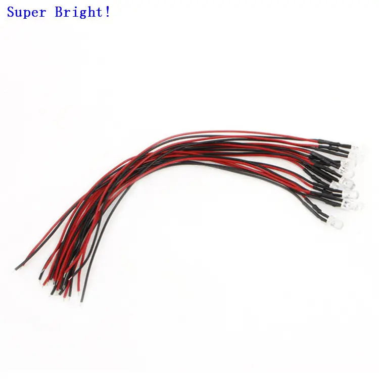 Láser ultra brillante, 5mm, flash RGB, blanco, rojo, azul, verde, amarillo, diodos LED, 5MM, precableado, Bombilla 12V, luces pequeñas precableadas