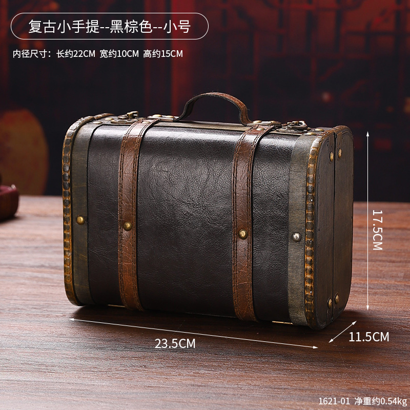 1621-01 Retro Small Handbag - Black/Brown - Small Size