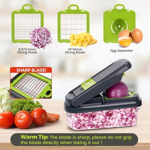 12-in-1 çok fonksiyonlu gıda parçalayıcı profesyonel soğan kıyıcı ile 7 bıçakları sebze kesici ile konteyner için salata - Product Image 2
