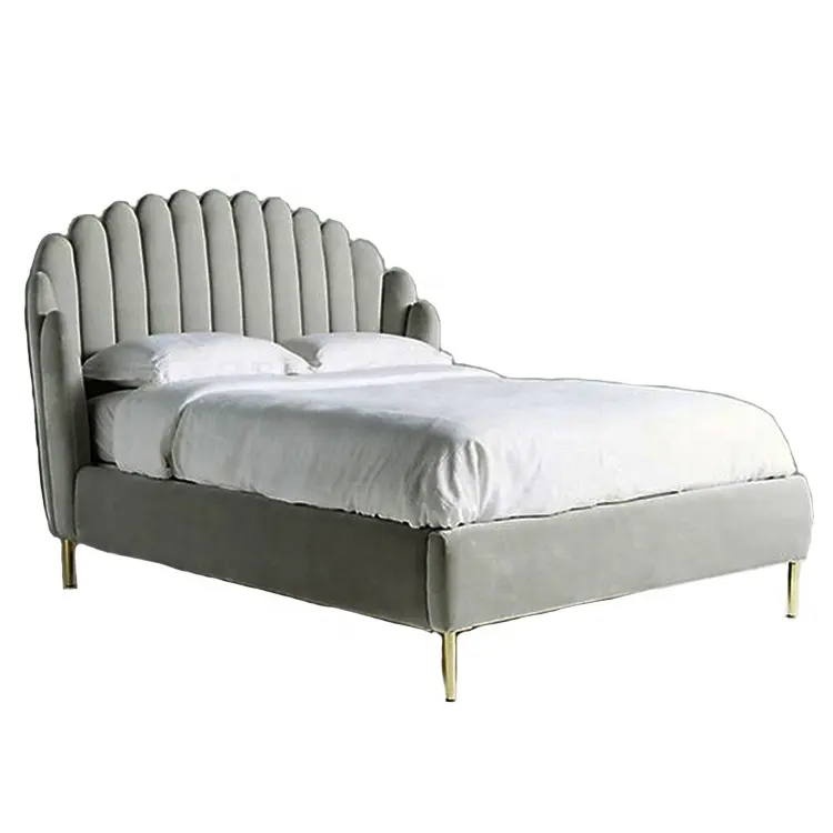 OEM lüks stil yatak odası mobilyası kadife kumaş derin kanal tafting kral yatak.