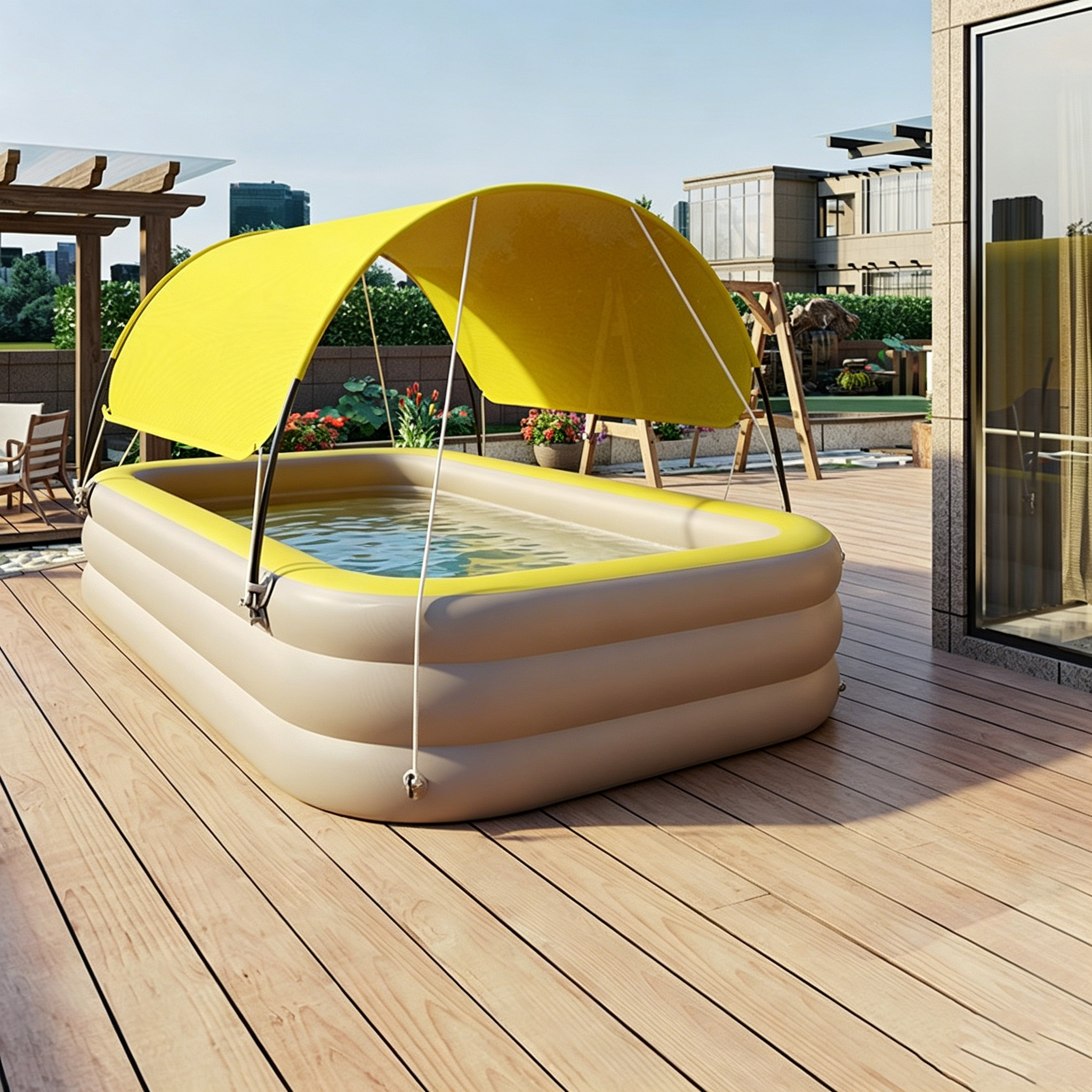 Jaune moka (piscine + auvent)