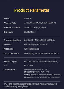 PCラップトップ用Realtek8851BUを備えたCOMFASTワイヤレス6 USBドングルBluetoothワイヤレスWifiアダプター - Product Image 6