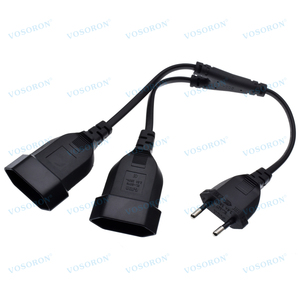 Ab CEE7/16 erkek kadın çift çıkış, 2 yolu çıkış uzatma kablosu avrupa 2 Prong M/F güç Splitter kablosu - Product Image 2