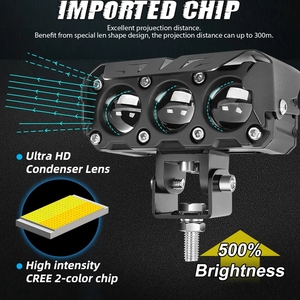 Motosiklet LED spot farlar çift renk sis lambası far Offroad çalışma sürüş işık için motosiklet araba ATV SUV 12V 24V - Product Image 2