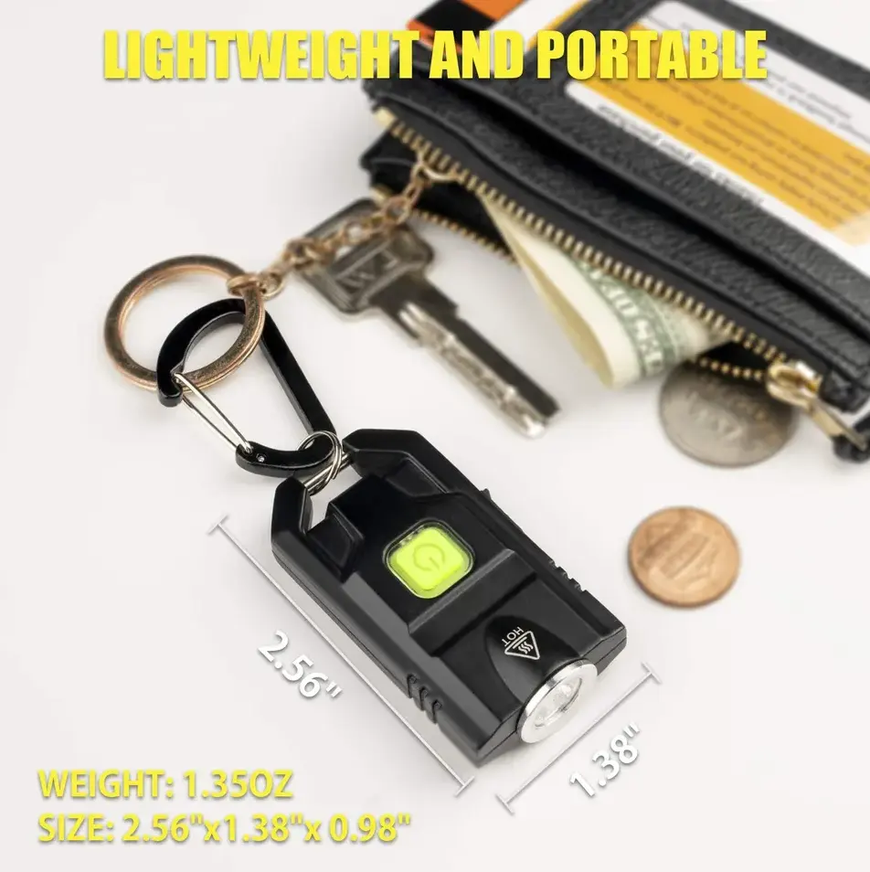 חם מוכר נייד כיס אור USB נטענת Keychain אור עם Carabiner