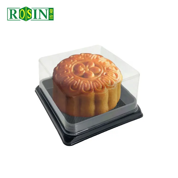 Square Bakery Disposable Mousse Cake Box PET Mini Plastic Clear Transparent Moon Cake Packaging Box