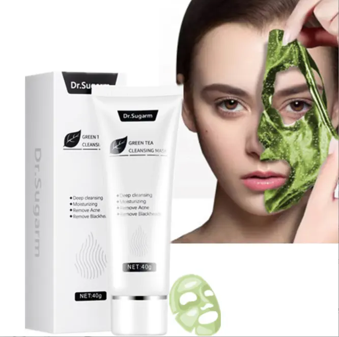 Mascarilla facial hidratante, eliminador de espinillas y acné, té verde, Natural, soporte ODM OEM