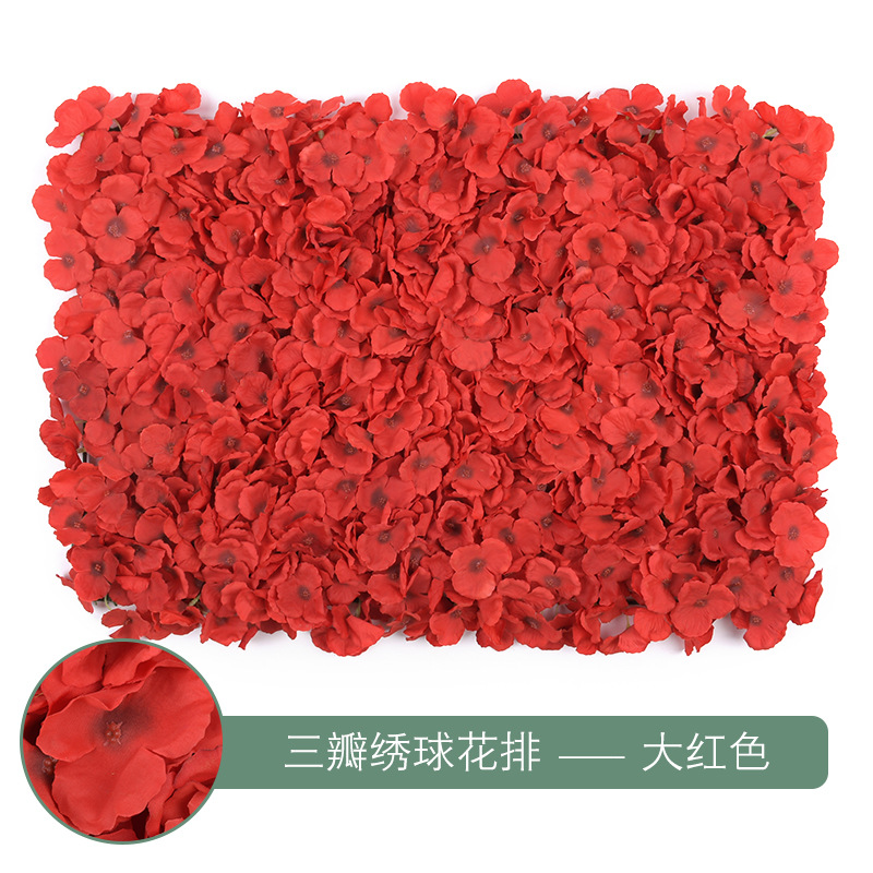 Rangée d'hortensia à trois pétales-grand rouge