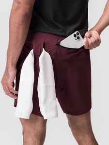 健身跑裤侧开叉4向弹力透气涤纶网布2合1男士健身短裤 - Product Image 5
