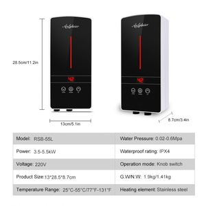 Dedicated Instant Water <strong>Heater</strong> 3.5-5KW Stainless Steel Heating Element Intelligent Touch Panel Dual Protection Safety System - Product Image 4