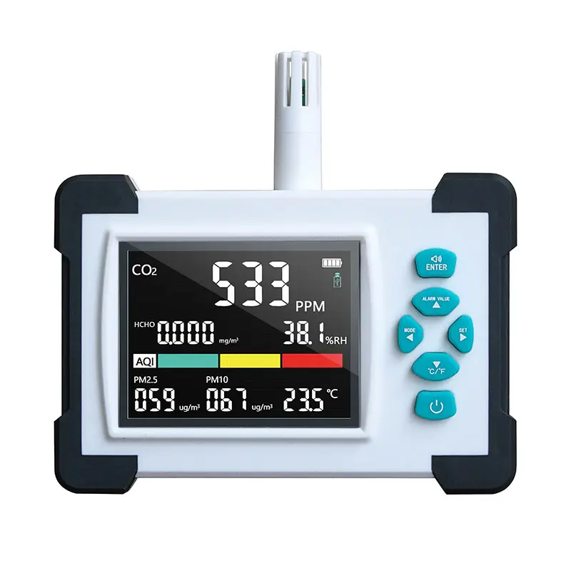 TC-700 misuratore di CO2 rilevatore di aria digitale analizzatore di qualità dell'aria intelligente Monitor CO2 HCHO TVOC rilevatore di Gas contatore di particelle di polvere