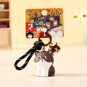 Wood carving style house dismantling team keychain - divine gold