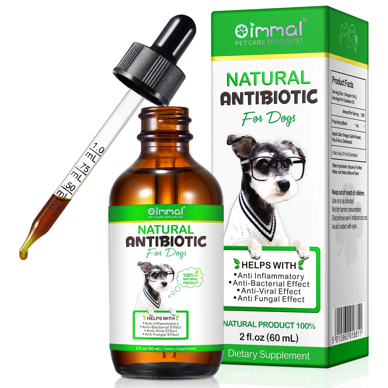 OIMMAI निजी लेबल एंटी-इंफ्लेमेटरी पालतू जानवर 60 मिलीलीटर कुत्ते की आंख कान संक्रमण एंटीबायोटिक्स, कुत्तों के लिए प्राकृतिक कुत्ते एंटीबायोटिक्स का समर्थन करता है