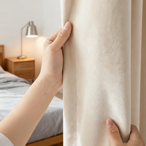 Nhà Máy Tùy Chỉnh OEKO-TEX Chứng Nhận Nhung Rèm Với Chức Năng Màn Hiện Đại Phong Cách Sang Trọng Hỗn Hợp Kích Thước Màu Be Cho Phòng Ngủ - Product Image 3