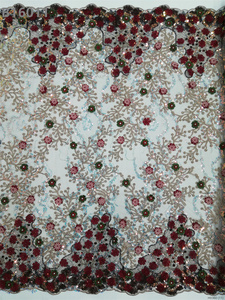 Tissu de broderie en maille, tissu de dentelle perlé de luxe fait à la main pour la mariée - Product Image 6