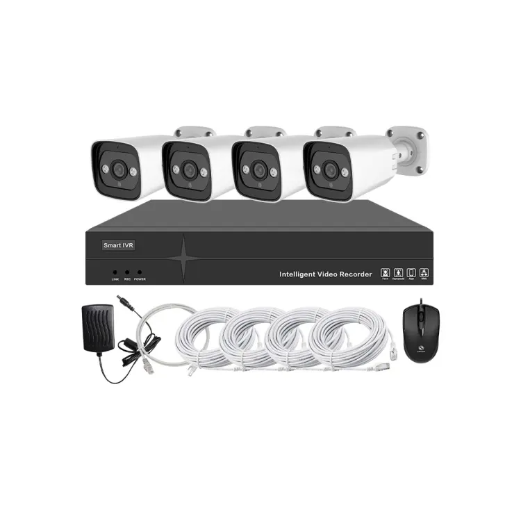 Full Color 24/7 Mic Audio 8MP Camera 4K POE NVR KIT 4CH CCTV Set home security cctv camera outdoor night vision