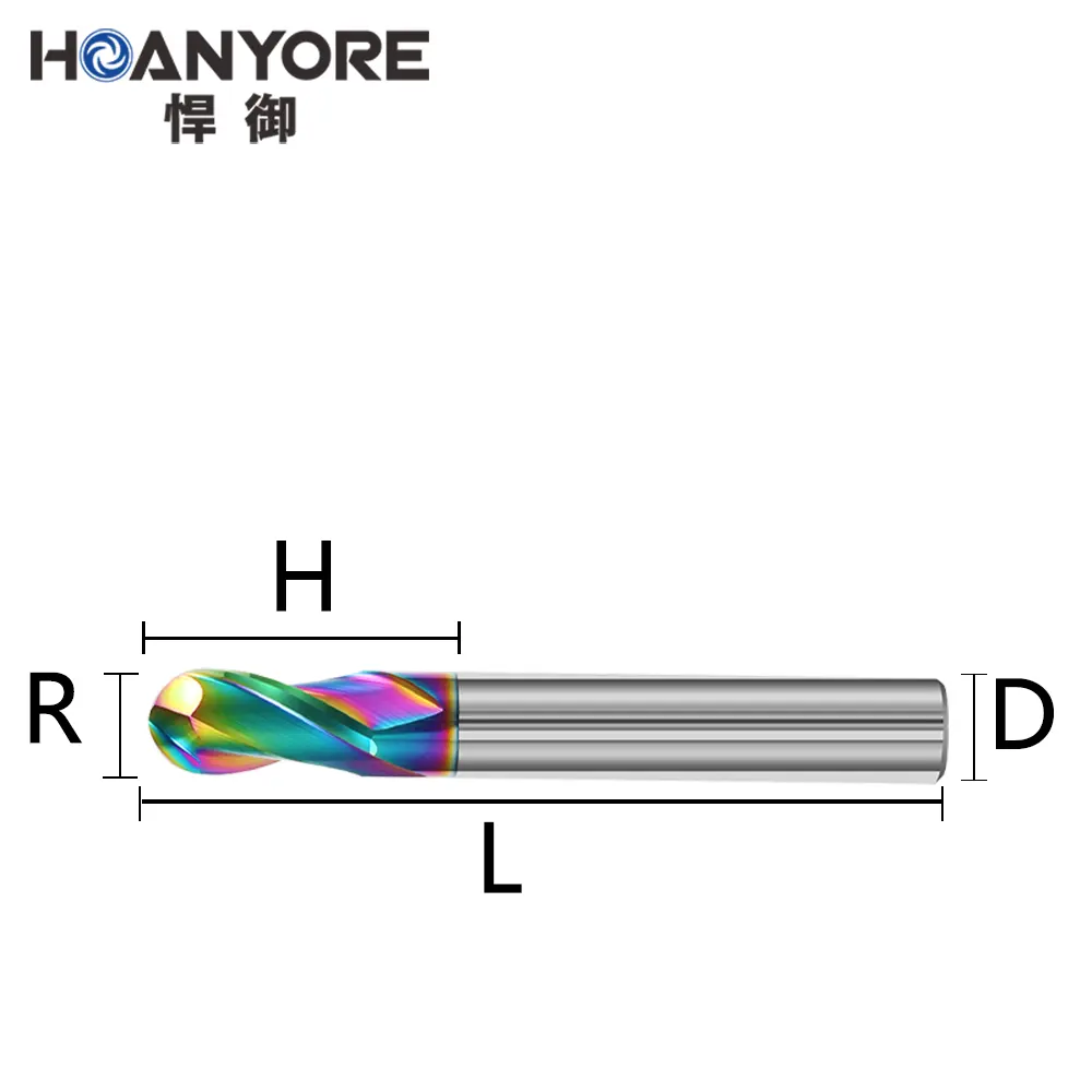 HOANYORE Custom Coated 1.0x3x4x50 Carbide End Mill Colorful round CNC Tools with OEM Support Tungsten Carbide End Mill Cutter