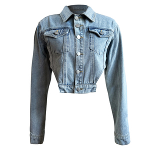 6968-skazi-moda kadın denim üst giyim denim ceket kadınlar için uzun kollu çapraz kırpılmış jean ceket