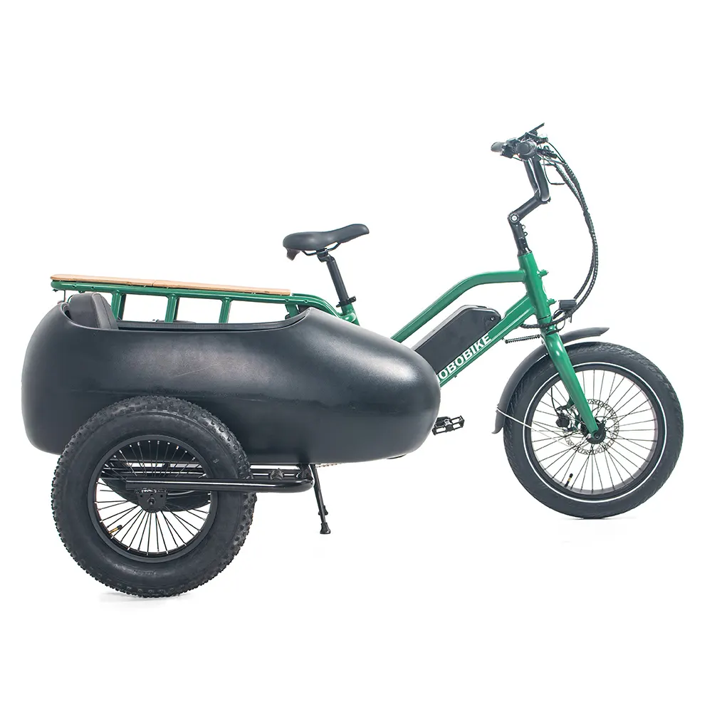Üç tekerlekli yan araba yağ e-bisiklet Sidecar elektrikli bisiklet Vintage Sidecar E bisiklet kargo bisiklet Trike