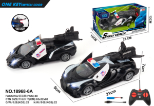 Nuevo 1:20 apertura de puerta de un botón con función de pulverización Coche de control remoto Control remoto eléctrico Coche de policía Modelo de coche de juguete - Product Image 4