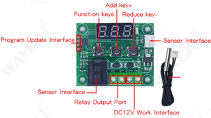 W1209 DC 12V LED rosso W1209 termostato termometro termostato digitale modulo + NTC sensore impermeabile filo - Product Image 3
