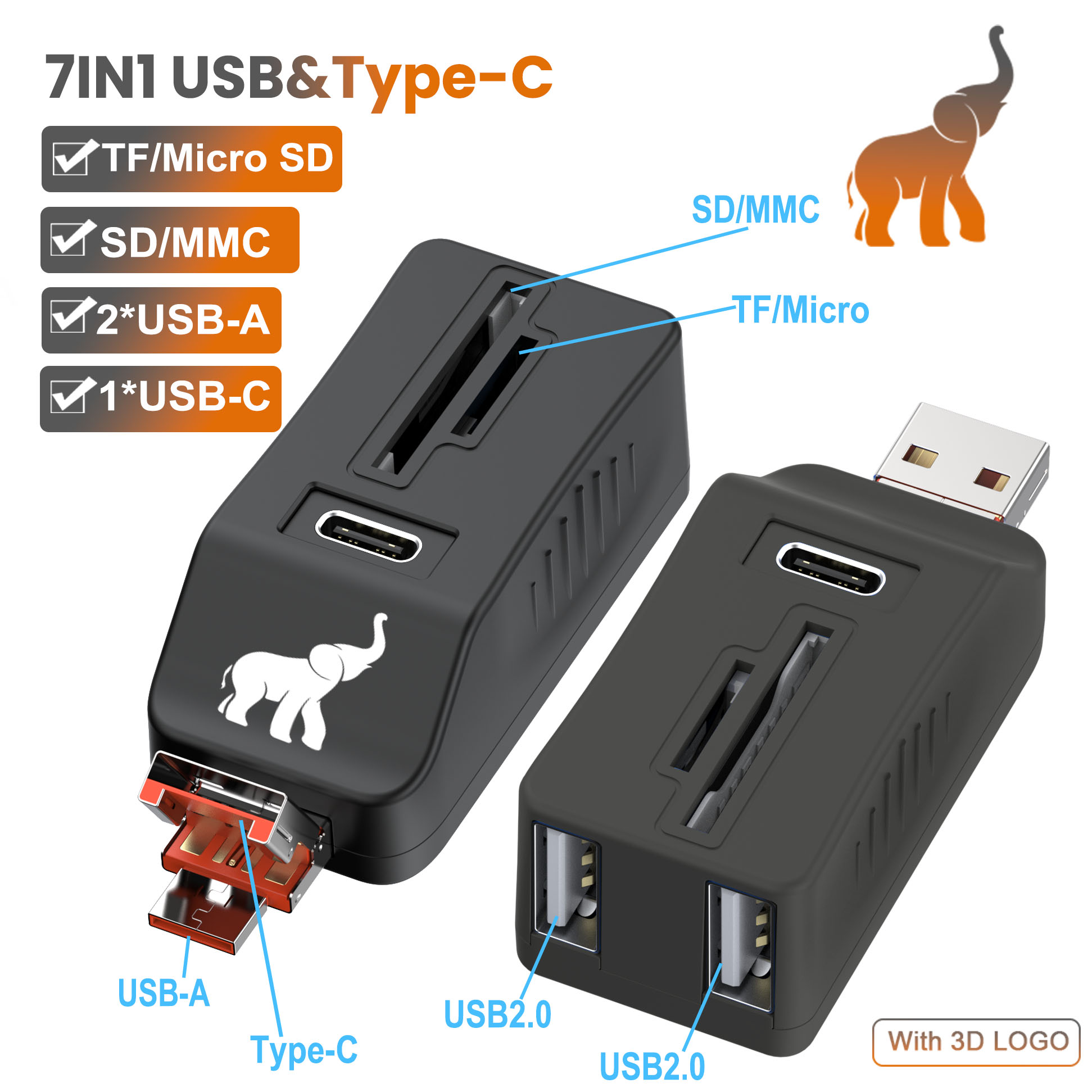 3D-Black OTH094B (USB&Type-C)