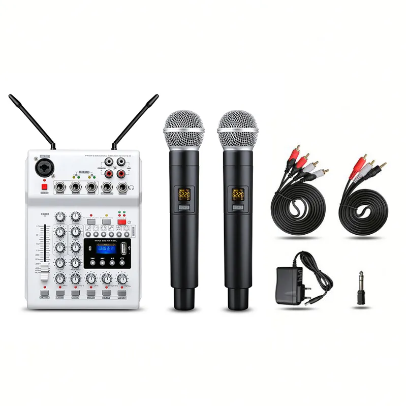 Microphone multi-fonctionel à 2 canaux USB, Mini mixeur Audio karaoké portatif sans fil