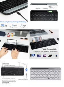 Teclado inalámbrico colorido, 3 teclas Bluetooth Teclas redondas retro Teclado de 105 teclas para PC Tableta portátil - Product Image 6