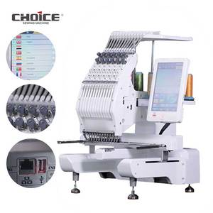GC-MINI-A1201 350*200mm <strong>Programmable</strong> Pattern Computerized Flat Embroidery Machine for T-Shirt Cap