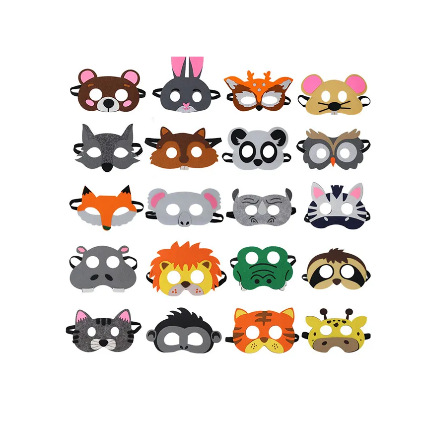 Animais Sentiu Máscaras Woodland Criaturas Animal Cosplay Zoo Camping Temático Favores Do Partido Suprimentos para meninos ou meninas