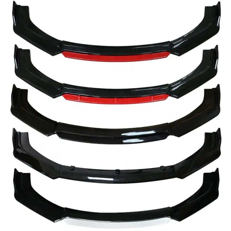 Car accessories 4pcs Front Bumper Spoiler Lip With Red Part For Universal Car