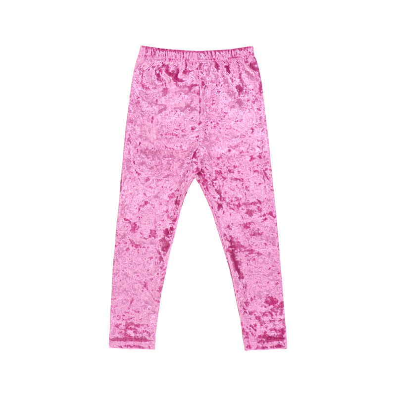 Pantaloni casual per bambini in velluto rosa schiacciato